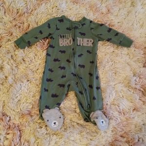"Little brother" bear themed footie sleeper.